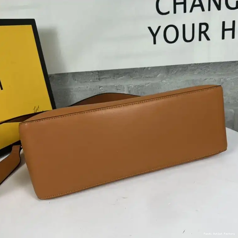 Vintage HOT Zip Fendi Shoulder Bag In O'Lock Calf Brown Leather 0529